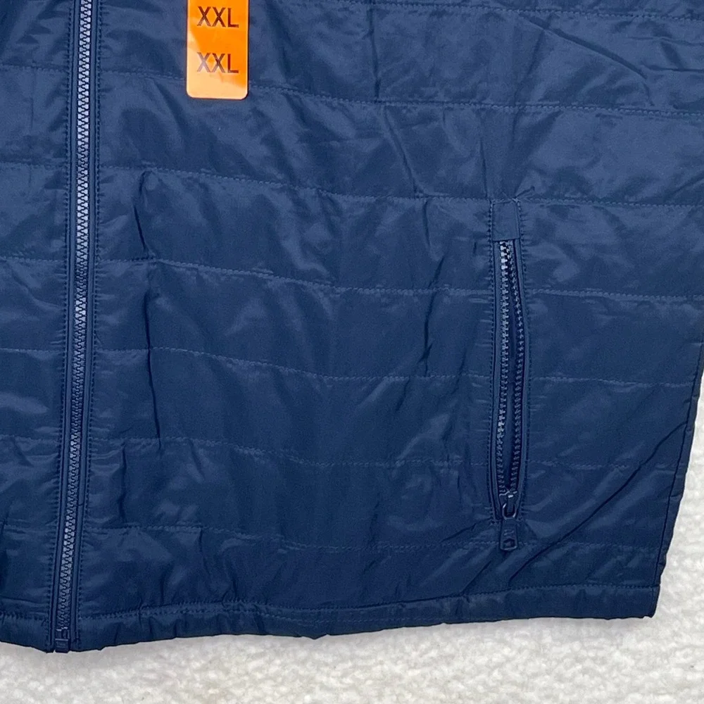Banana Republic Mens XXL Quilted Puffer Vest Navy Blue Full Zip Mock Neck